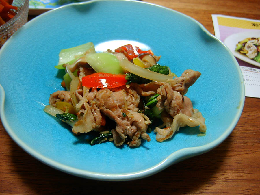 彩り野菜と豚肉のしょうが炒め