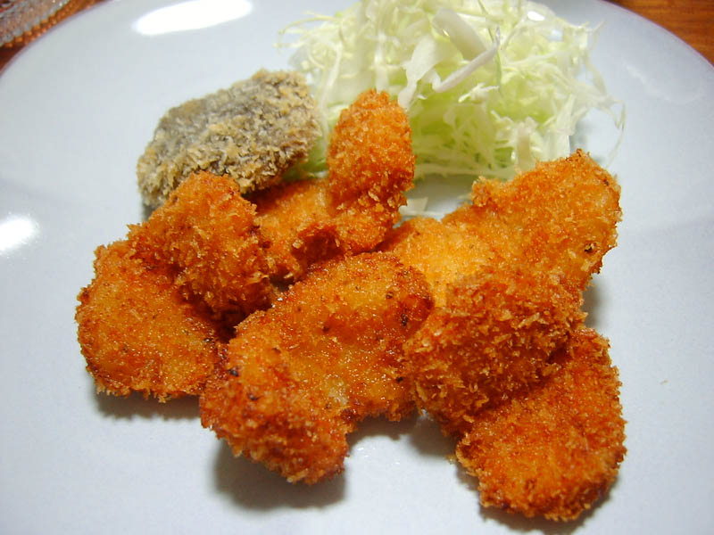 ホタテのフライとお造り