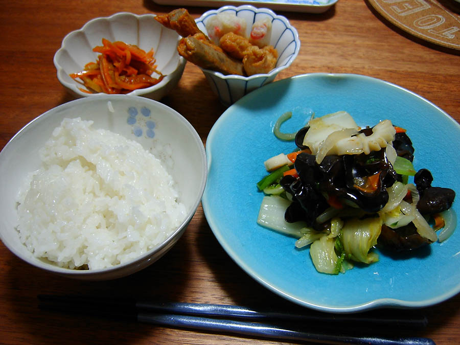 花ちゃんイカと5種野菜とゆず塩炒め