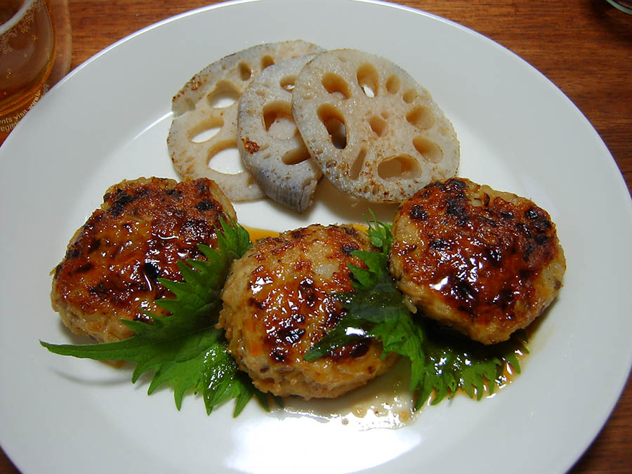 れんこんステーキと鶏肉のつくね焼き