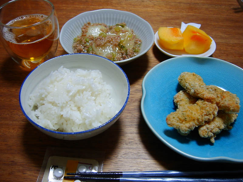 ささみのり塩スティック揚げとかぶの豚挽き肉あんかけ煮