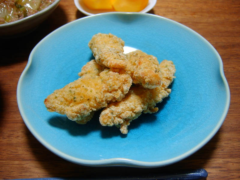 ささみのり塩スティック揚げとかぶの豚挽き肉あんかけ煮