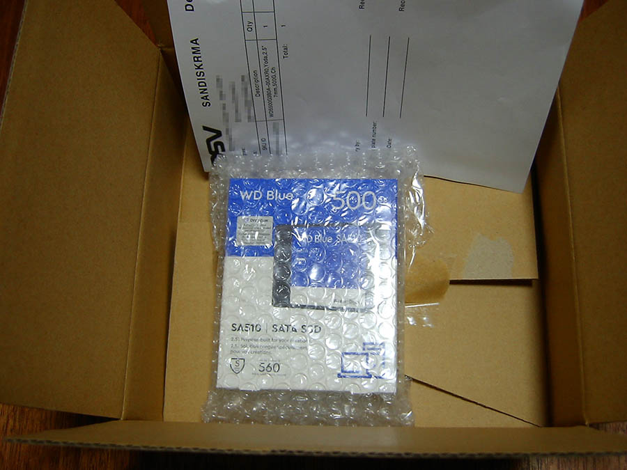 保証交換品のWD Blue SA510が届いた