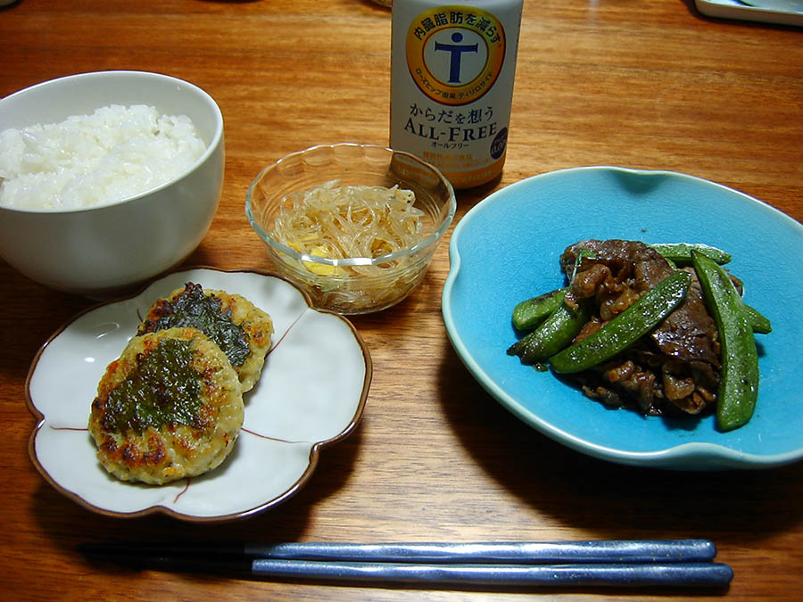 スナップエンドウの牛肉炒め