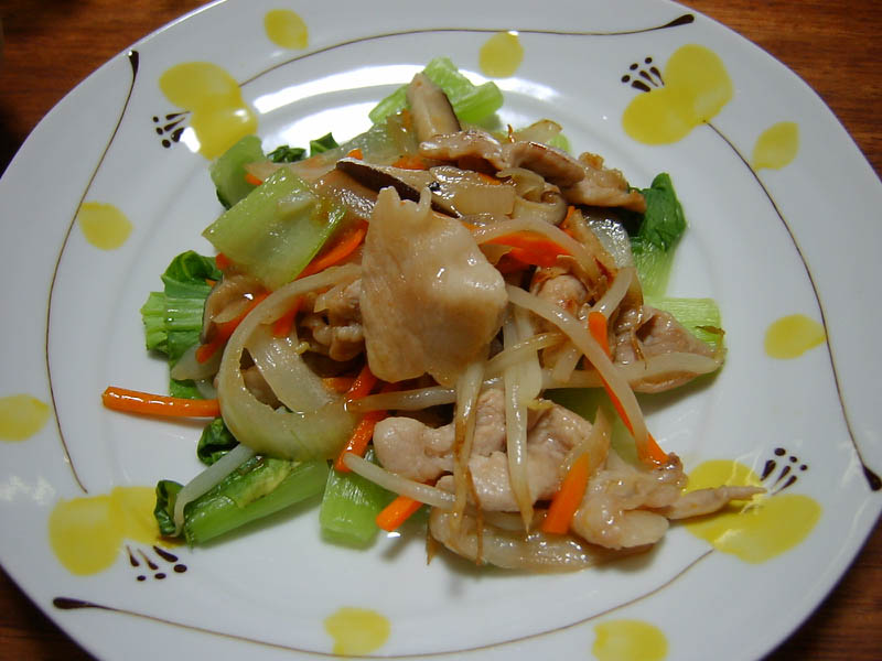 チンゲン菜の豚肉中華炒め