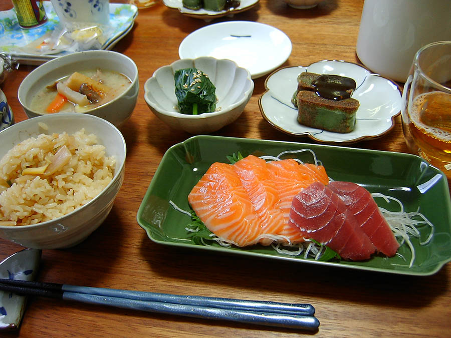 お造りと鮑ご飯