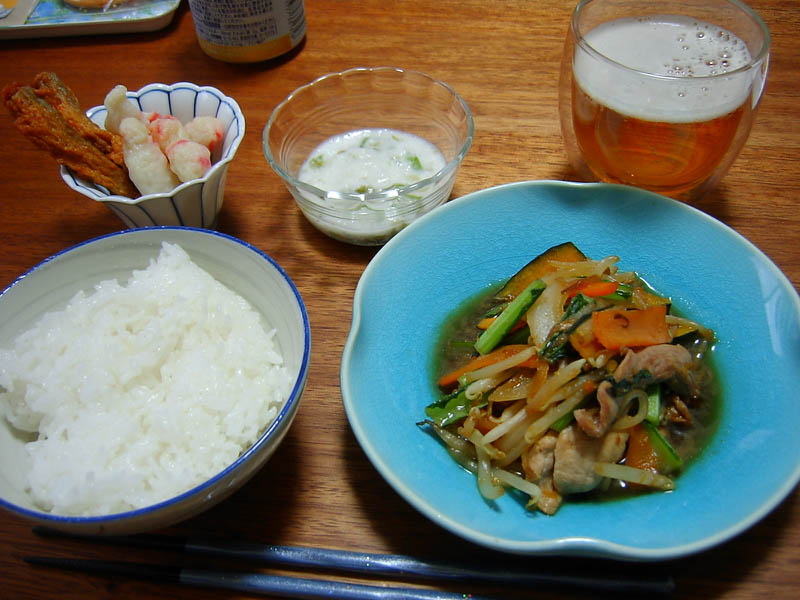 5種野菜と豚肉のにんにく醤油炒め