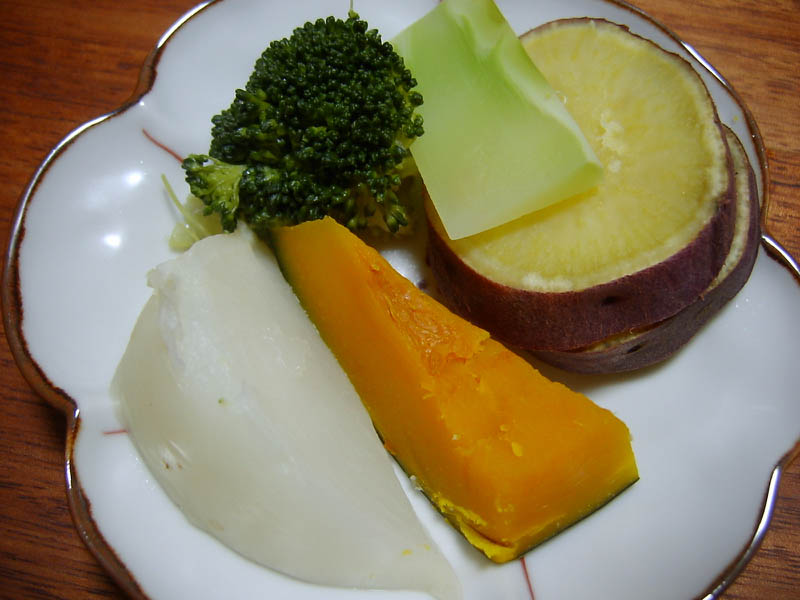 野菜の蒸篭蒸しとブリの照り焼き