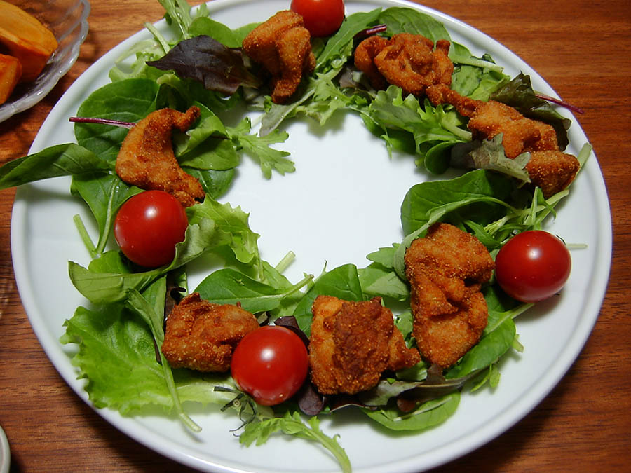 クリスマスイブ鶏肉の唐揚げリース