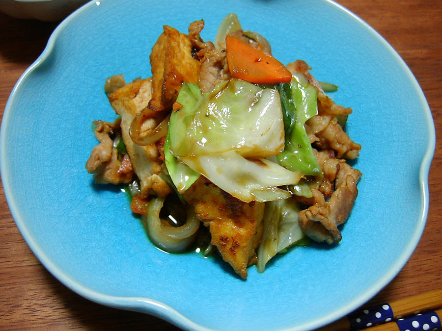 豚肉と厚あげのみそ炒め
